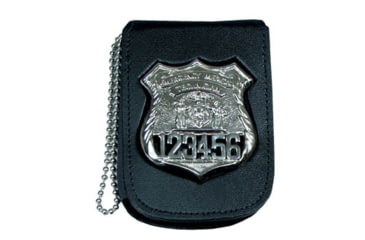 Image of Recessed Badge &amp; ID Neck Holder w/ Pocket &amp; Chain - 3.00''x4.50''