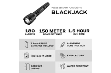 Image of Police Security Flashlights Psf Blackjack Flashlight White 250 Lum Black W/2aa Batteries