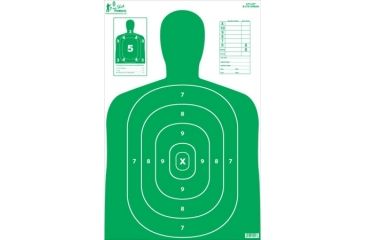 Image of Pro-Shot B27 Silhouette Target-Pro Heavy Paper Targets, 23x35in, Green/White, 5 Pack, B-27E-GREEN-5PK