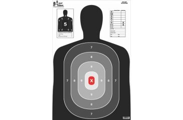 Image of Pro-Shot B27 Silhouette Target-Pro Heavy Paper Targets, 23x35in, Black w/ Red Center , White, Red, 5 Pack, B-27E-PRO-5PK