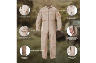 Image of Propper CWU 27/P Nomex Flight Suit - Mens, Air Force Tan, 54S, F51154622154S