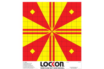 Image of ProShot LockOn T-1 5/16 High Power Optic Sight-In Target, 12in x 12in Target Area, Yellow/Red, 10 Pack, T-1 5/16-10