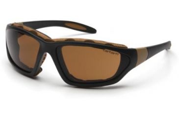 Image of Pyramex Carthage Safety Glasses, Sandstone Bronze Anti-fog Lens w/ Black/Tan Frame CHB418DTP