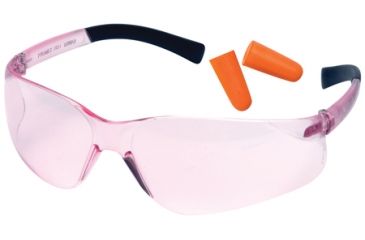 Image of Pyramex Mini-Ztek Safety Glasses And DP1000 Ear Plug Combo Pink Lens Pink Frame Ten Pack