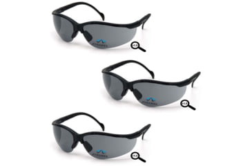 Image of Pyramex V2 Readers Glasses - Gray + 1.5 Lens, Black Frame, Pack of 3