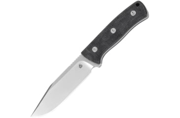Image of QSP Knife Bison Fixed Blade Black Knife, 4.5 satin finish D2 tool steel clip point blade, Black linen micarta handle, QS134-A