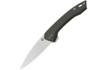 Image of QSP Knife Leopard Linerlock Green Folding Knife, 3 satin finish 14C28N Sandvik stainless blade, Green linen micarta handle, QS135-C