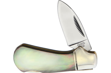 Image of Queen City Cub Lockback Black Pearl Folding Knife, Mirror finish stainless spear blade, Black pearl handle, KC017R /QC010