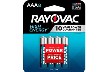 Image of Rayovac AAA HIGH ENREGY Alkaline Batteries Silver/Blue 1.5 Volts 1,123 mAh 8 Single Pack, 8248T102