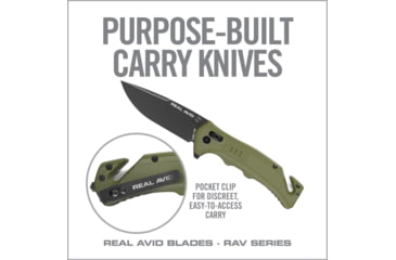 Image of Real Avid Rav-4 Knife Assisted Folding 3.25 Bld Green Nylon