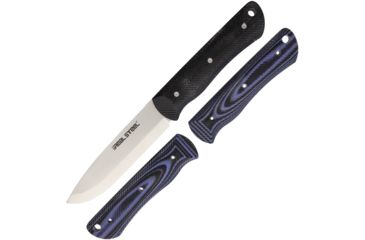 Image of Real Steel Bushcraft Fixed Blade Knife Set,4in,D2 Tool Steel,Drop Point,Black/Blue Micarta Handle, 3715