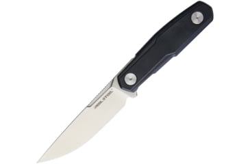 Image of Real Steel Bushcraft Zenith FFG Fixed Blade Knife, 9in Overall, 4.25in Satin 14C28N Sandvik SS Drop Point, Black G10 Handle, Full Flat Grind Blade, Black Kydex Belt Sheath, Black, 3761