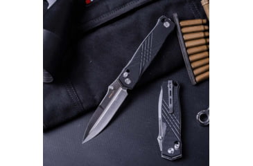 Image of Real Steel Muninn Black G10 Folding Knife, 4.5in Closed, 3.63in Satin VG-10 SS Blade, Black G10 Handle, 7751BS