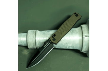Image of Real Steel Muninn OD Folding Knife, 4.63in Closed, 3.63in Black Stonewash VG-10 SS Blade, OD Green G10 Handle, 7752GB