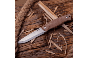 Image of Real Steel Pathfinder Fixed Blade Knife, 4.57in, 14C28N Steel, Brown Micarta Handle, 3851B