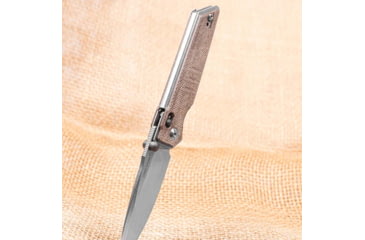 Image of Real Steel Sacra Natural Folding Knife, 4.13in Closed, 3.13in Stonewash Bohler K110 SS Blade, Natural Canvas Micarta Handle, 7711N