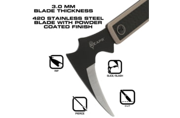 Image of Reapr Versa Karambit Fixed Blade Knife, 3-1/2in, 420 Stainless Steel, Talon Blade, Black / Desert Tan, 11031