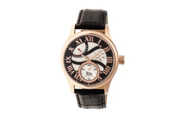 Image of Bhutan Genuine Leather Mens Watch,Black/Rose Gold Dial,Rose Gold Case,Black