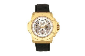 Image of Reign Commodus Automatic Skeleton Leather-Band Watch, Gold/Silver, One Size, REIRN4003