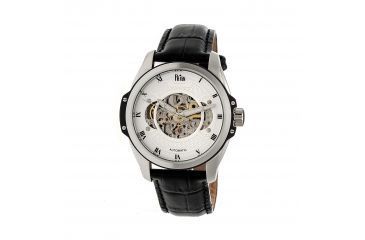 Image of Reign Constantin Automatic Semi-Skeleton Leather-Band Watch, Silver REIRN4503