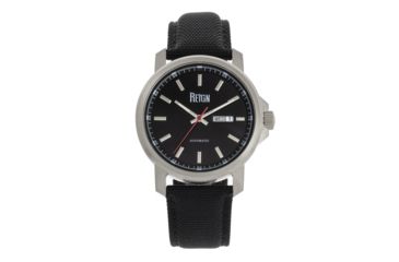 Image of Reign Helios Automatic Leather-Band Watch w/Day/Date, Silver/Black, One Size, REIRN5705