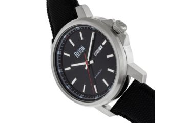 Image of Reign Helios Automatic Leather-Band Watch w/Day/Date, Silver/Black, One Size, REIRN5705