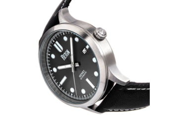Image of Reign Henry Automatic Canvas-Overlaid Leather-Band Watch w/Date, Gunmetal - Mens, REIRN6203