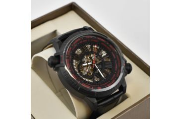 Image of Reign Mens Thanos Watch,Red Dial,Black Bezel,Black Leather Strap REIRN2103