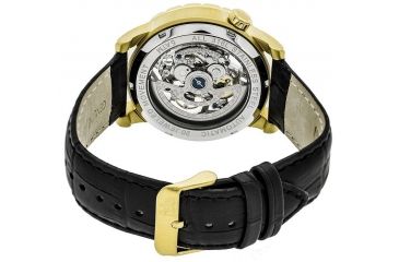 Image of Reign Mens Xavier Automatic Skeleton Dial Crocodile-Embossed Leather Strap Watch Gold Bezel, Gold/Circle-shaped Case, Silver/analog Dial, Gold Hands REIRN3903