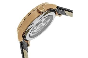 Image of Reign Mens Xavier Automatic Skeleton Dial Crocodile-Embossed Leather Strap Watch Rose Gold Bezel, Rose Gold/Circle-shaped Case, Black/analog Dial, Rose Gold Hands REIRN3906