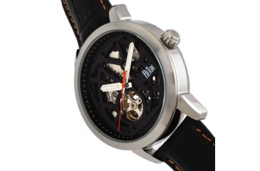 Image of Reign Rudolf Automatic Skeleton Leather-Band Watch, Silver/Orange, One Size, REIRN5902