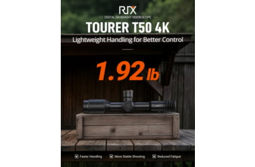 Image of RIX Tourer T50 Digital Night Vision Rifle Scope, 3.5-28x50mm, 4K UHD Sensor, F1.2 Lens, Black, RIX Tourer T50