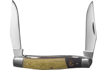 Image of Roper Knives Rattler Muskrat Folding Knife, Satin finish 1065 carbon steel twin clip blades, Black and green micarta handle, RP0007CMG