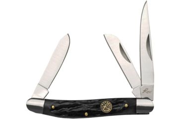Image of Roper Knives Stockman Jigged Black Bone Folding Knife,Standard Edge,Clip,Spey and Sheepsfoot,Black Handle RP0001CBK
