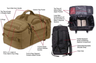 Image of Rothco 3-In-1 Convertible Mission Bag, Coyote Brown, 23501-CoyoteBrown