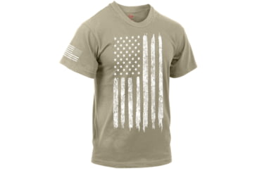 Image of Rothco Distressed US Flag Athletic Fit T-Shirt, Desert Sand, Small, 10870-DesertSand-S