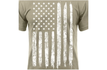 Image of Rothco Distressed US Flag Athletic Fit T-Shirt, Desert Sand, Small, 10870-DesertSand-S