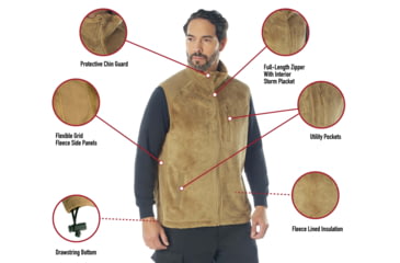 Image of Rothco E.C.W.C.S. Fleece Vest, Coyote Brown, Medium, 613902039896