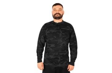 Image of Rothco Long Sleeve Henley T-Shirt - Mens, Midnight Black Camo, Small, 21040-MidnightBlackCamo-S