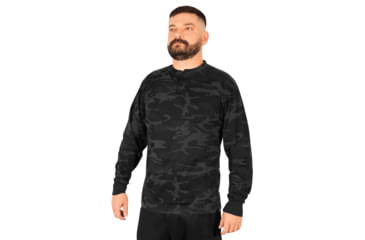 Image of Rothco Long Sleeve Henley T-Shirt - Mens, Midnight Black Camo, Small, 21040-MidnightBlackCamo-S