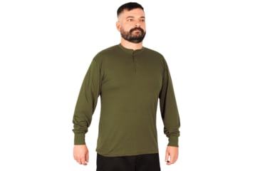 Image of Rothco Long Sleeve Henley T-Shirt - Mens, Olive Drab, Small, 21025-OliveDrab-S