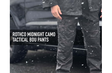 Image of Rothco Midnight Camo Tactical BDU Pants, S 27in-31in Waist, Midnight Black Camo, 12012-MidnightBlackCamo-S27-31Waist