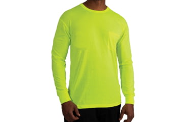 Image of Rothco Moisture Wicking Long Sleeve Pocket T-Shirt - Mens, Safety Green, Small, 11221-S