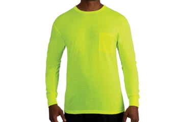 Image of Rothco Moisture Wicking Long Sleeve Pocket T-Shirt - Mens, Safety Green, Small, 11221-S