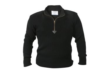 Image of Rothco Quarter Zip Acrylic Commando Sweater, Black, Small, 3390-Black-S