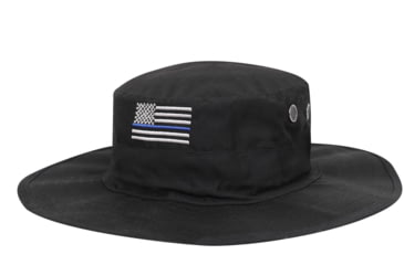 Image of Rothco Thin Blue Line Adjustable Boonie Hat, Black, One Size, 5917