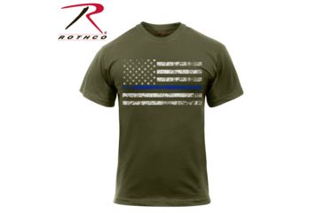 Image of Rothco Thin Blue Line T-Shirt, Olive Drab, M, 1092-OliveDrab-M