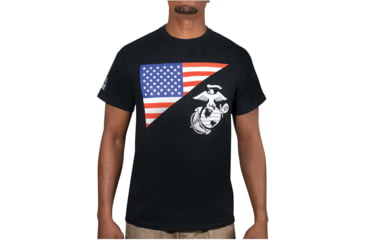 Image of Rothco US Flag / USMC Eagle, Globe, & Anchor T Shirt, Black, Extra Large, 54285-Black-XL