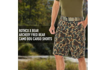 Image of Rothco X Bear Archery Fred Bear Camo BDU Cargo Shorts, XL, 19025-XL