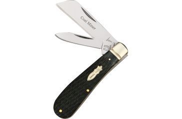 Image of Rough Rider Coal Miner Fold Knife, 440 SS pen and sheepsfoot blade, Black handle RR1284